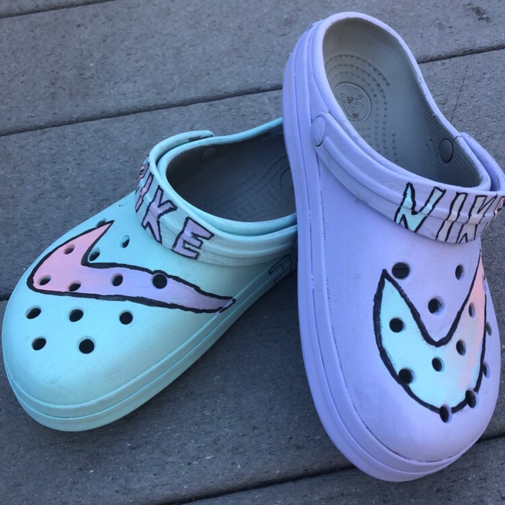Nike symbol crocs (blue,pink,purple)